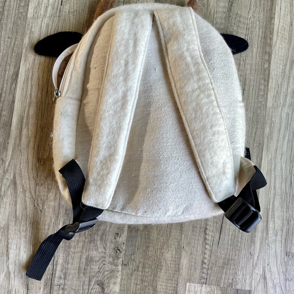 Kids Cow Design Felted Backpack - Black, White, Pink - Picture 2 of 8